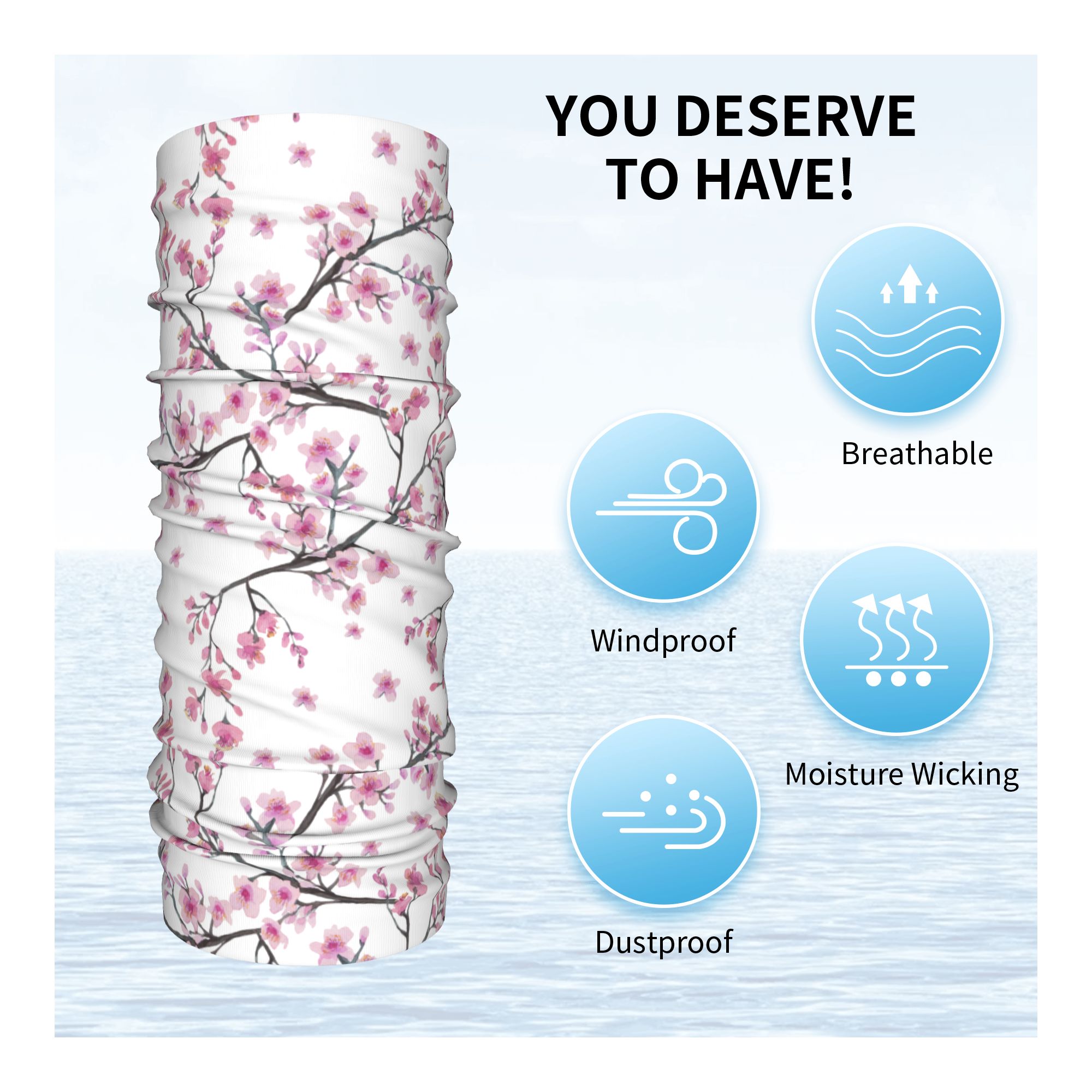 Japan Sakura Cherry Blossoms w - Neck Gaiter Face Cover のレビューと価格
