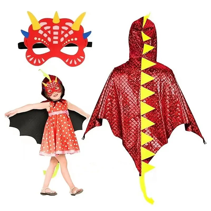 Child Green Dinosaur Cloak wit - Kids Face Mask のレビューと価格