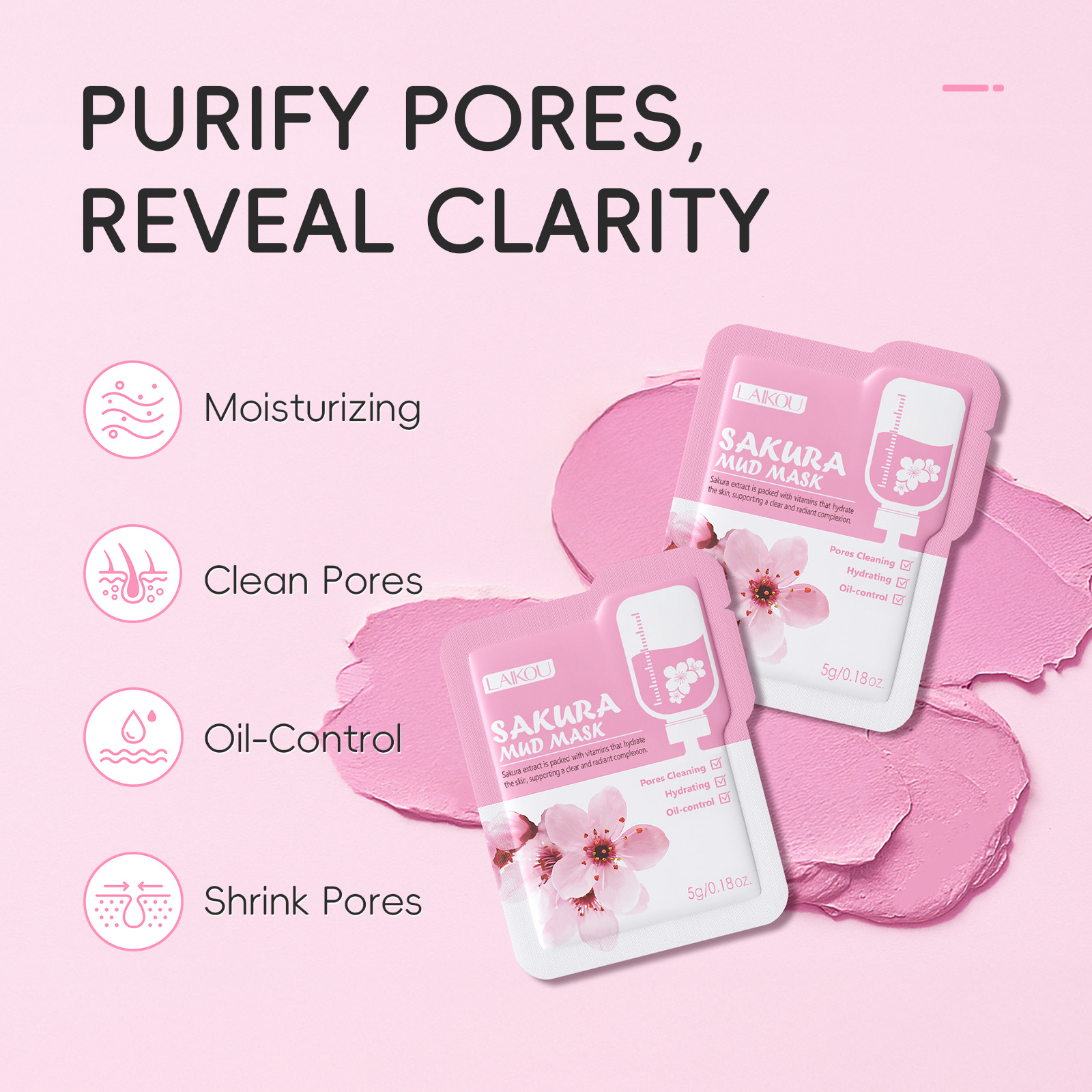 Laikou Sakura Clay Mask Trial  - Dust Mask Construction のレビューと価格