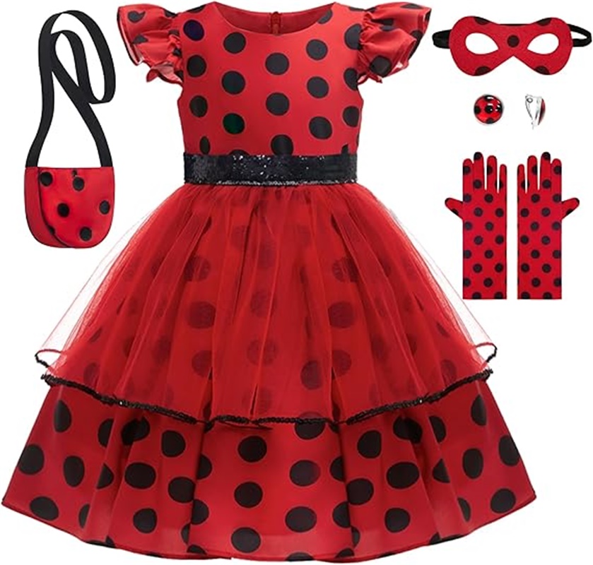 Girls Cosplay Costume Polka Do - Kids Face Mask のレビューと価格