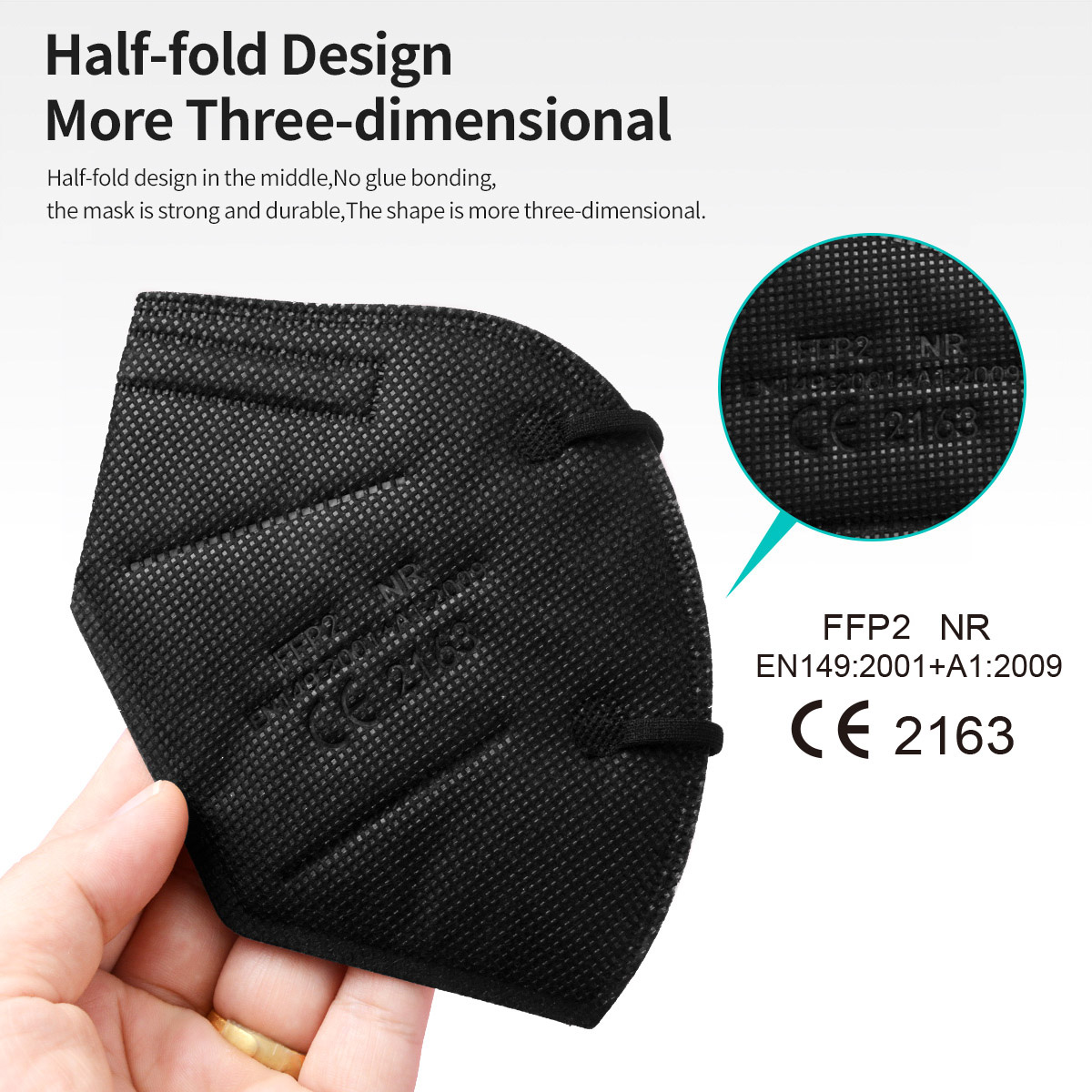 5Layer FFP2 Masks CE Approve K - Black Face Mask Pack のレビューと価格