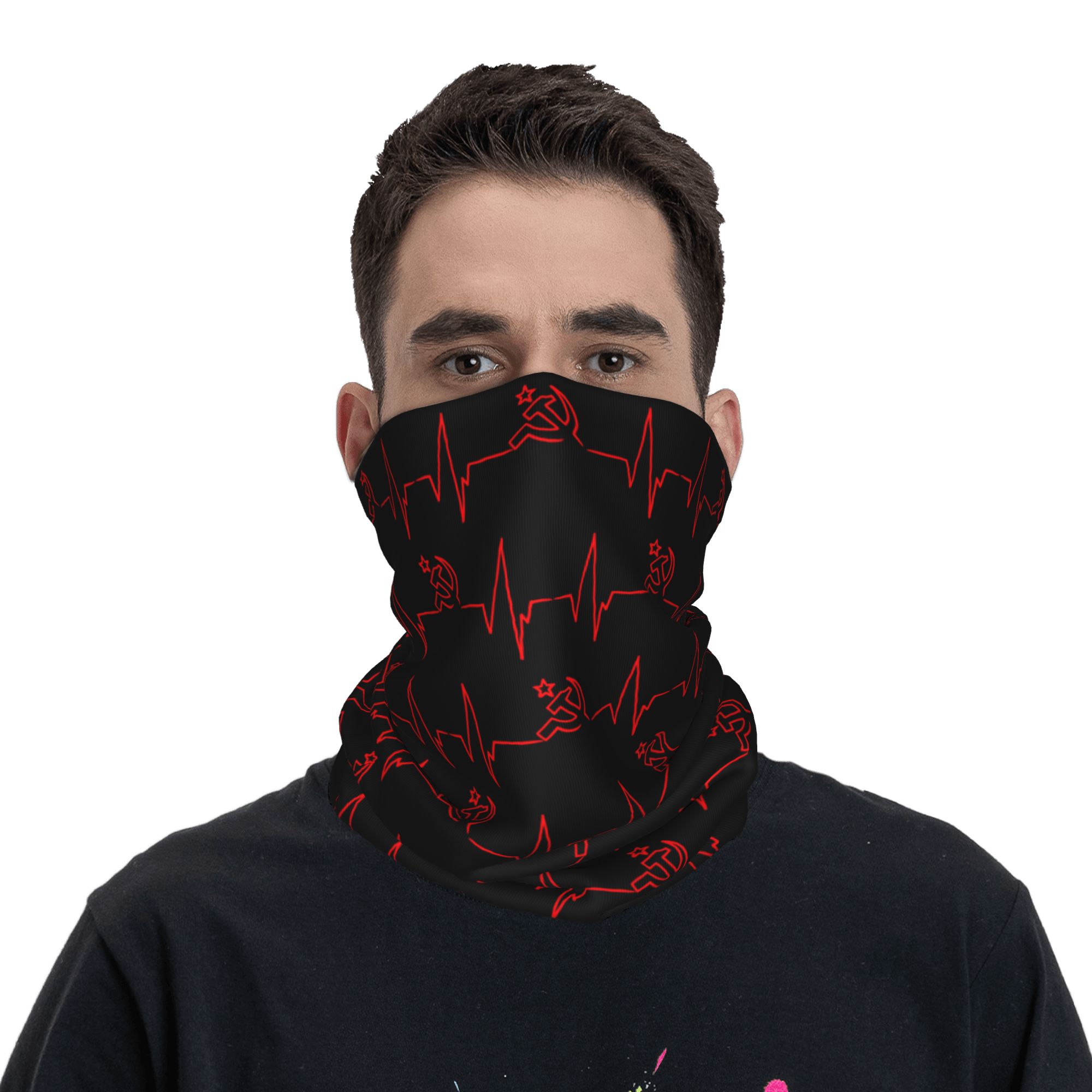 Custom Heartbeat Russian Flag  - Neck Gaiter Face Cover のレビューと価格