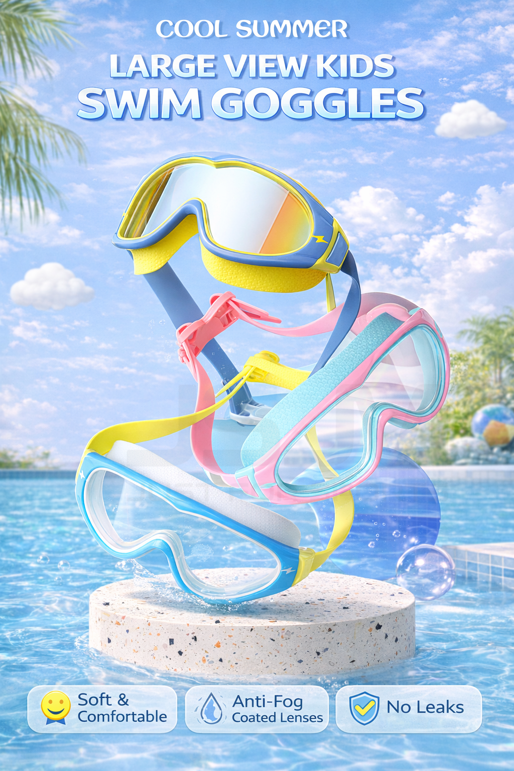JSJM Kids Swimming Goggles Big - Silicone Mask Bracket のレビューと価格