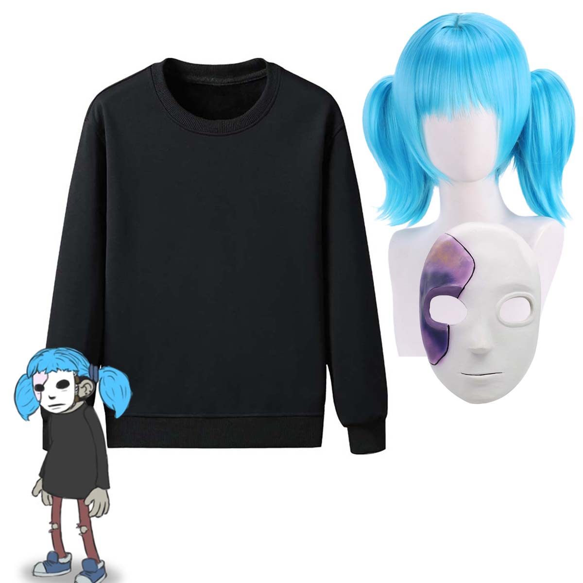 Adult Game Sally Face Cosplay  - Black Face Mask Pack のレビューと価格