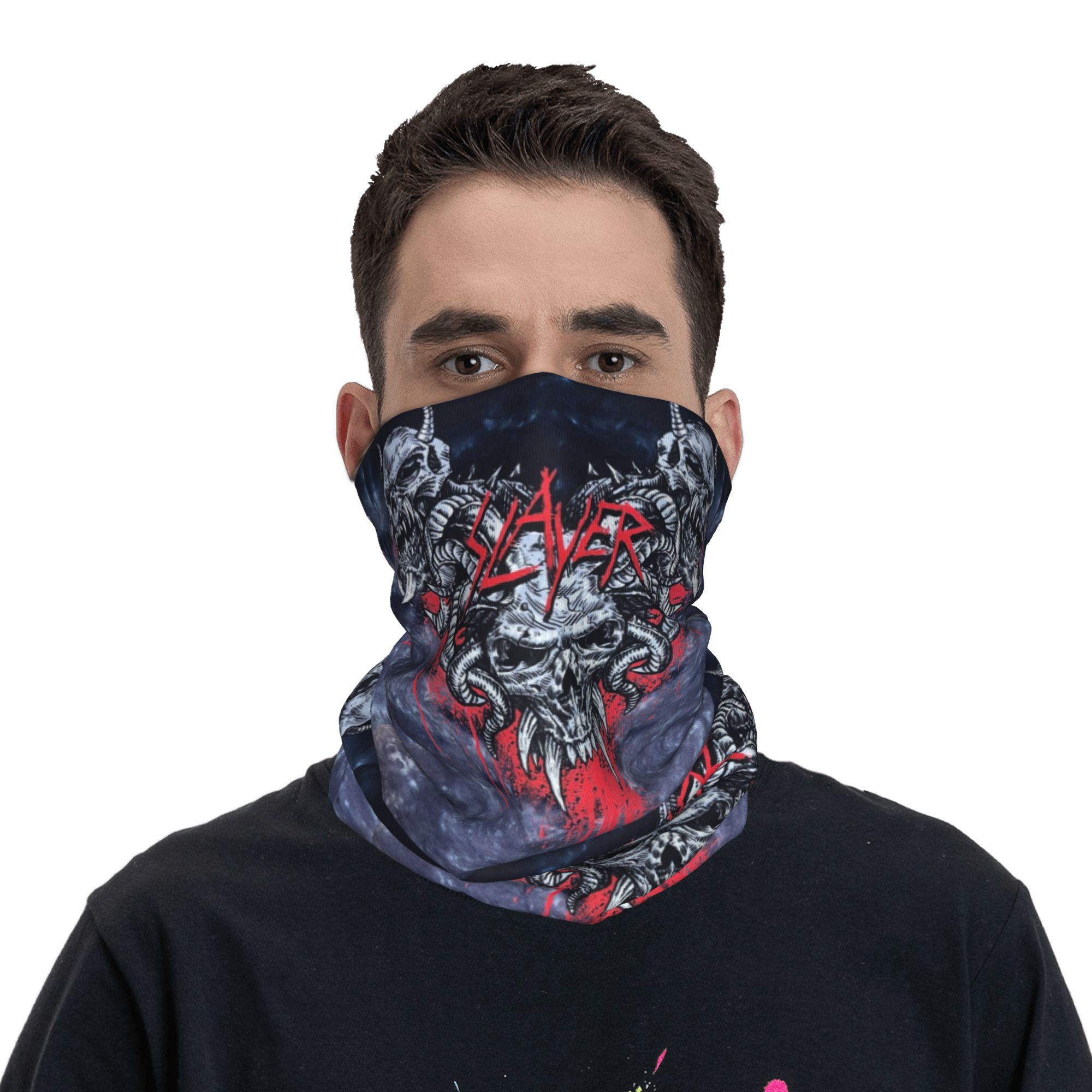 Custom Heavy Metal Rock  Slaye - Neck Gaiter Face Cover のレビューと価格