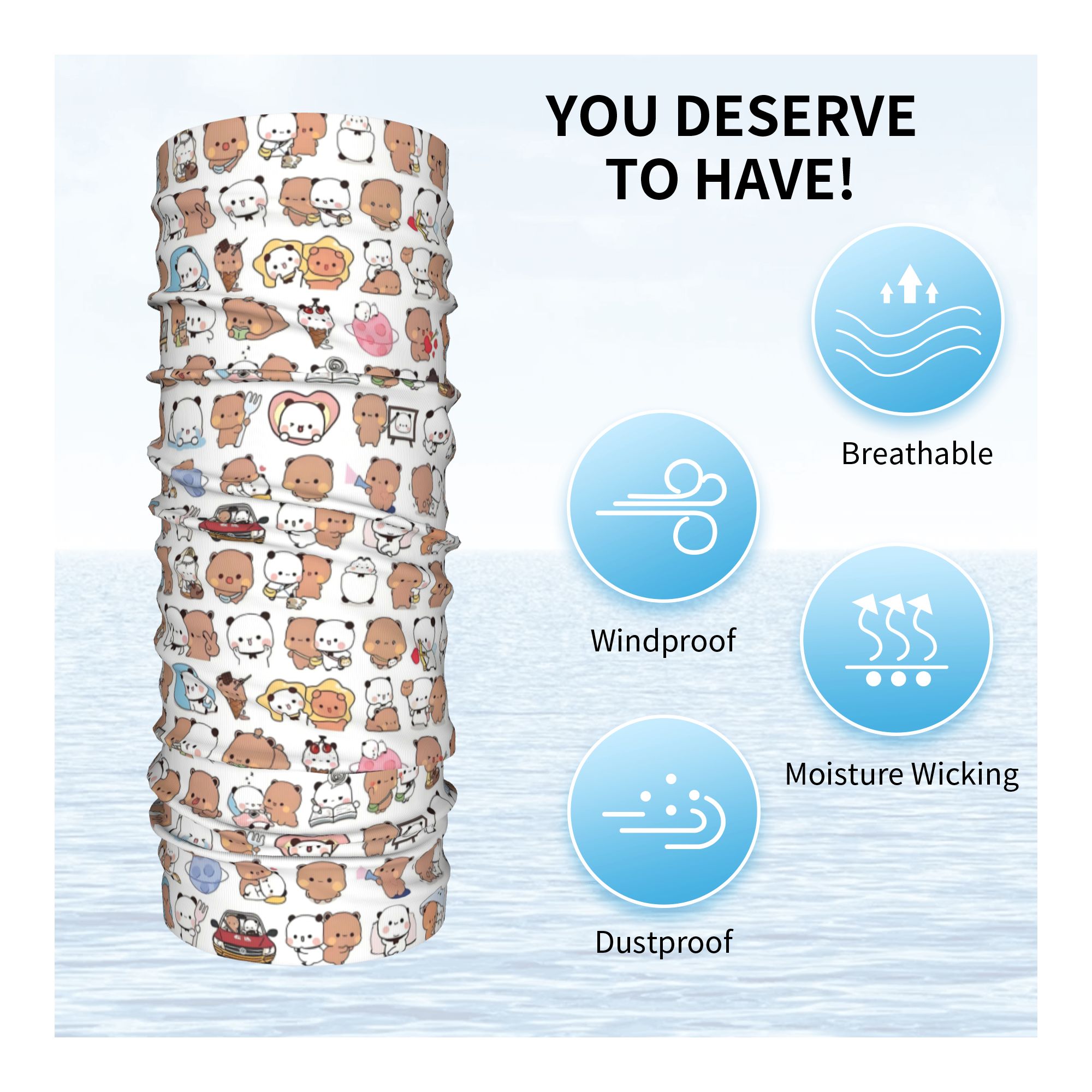 Custom Bear Cartoon Peach And  - Neck Gaiter Face Cover のレビューと価格