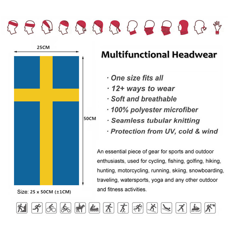 Sweden Flag Printed Bandana He - Neck Gaiter Face Cover のレビューと価格