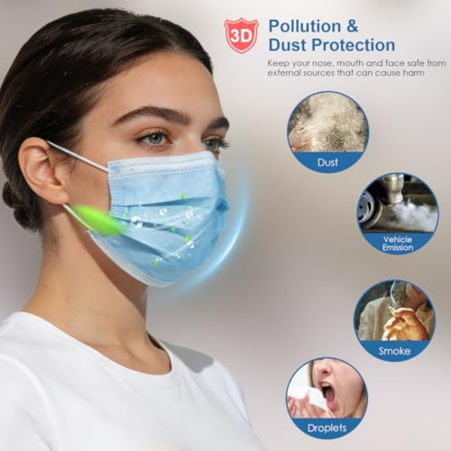 Blue Disposable Face Masks 100 - Disposable Mask Blue のレビューと価格