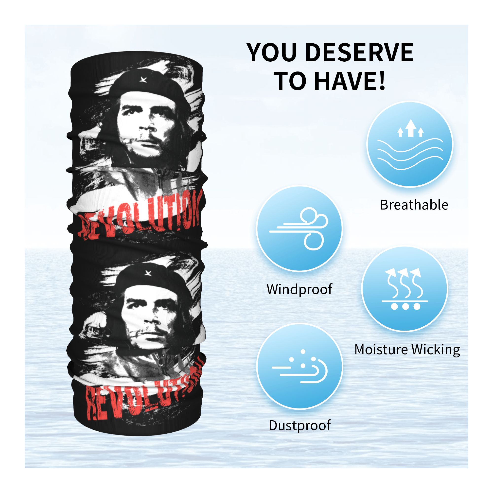 Custom Che Guevara Revolution  - Neck Gaiter Face Cover のレビューと価格