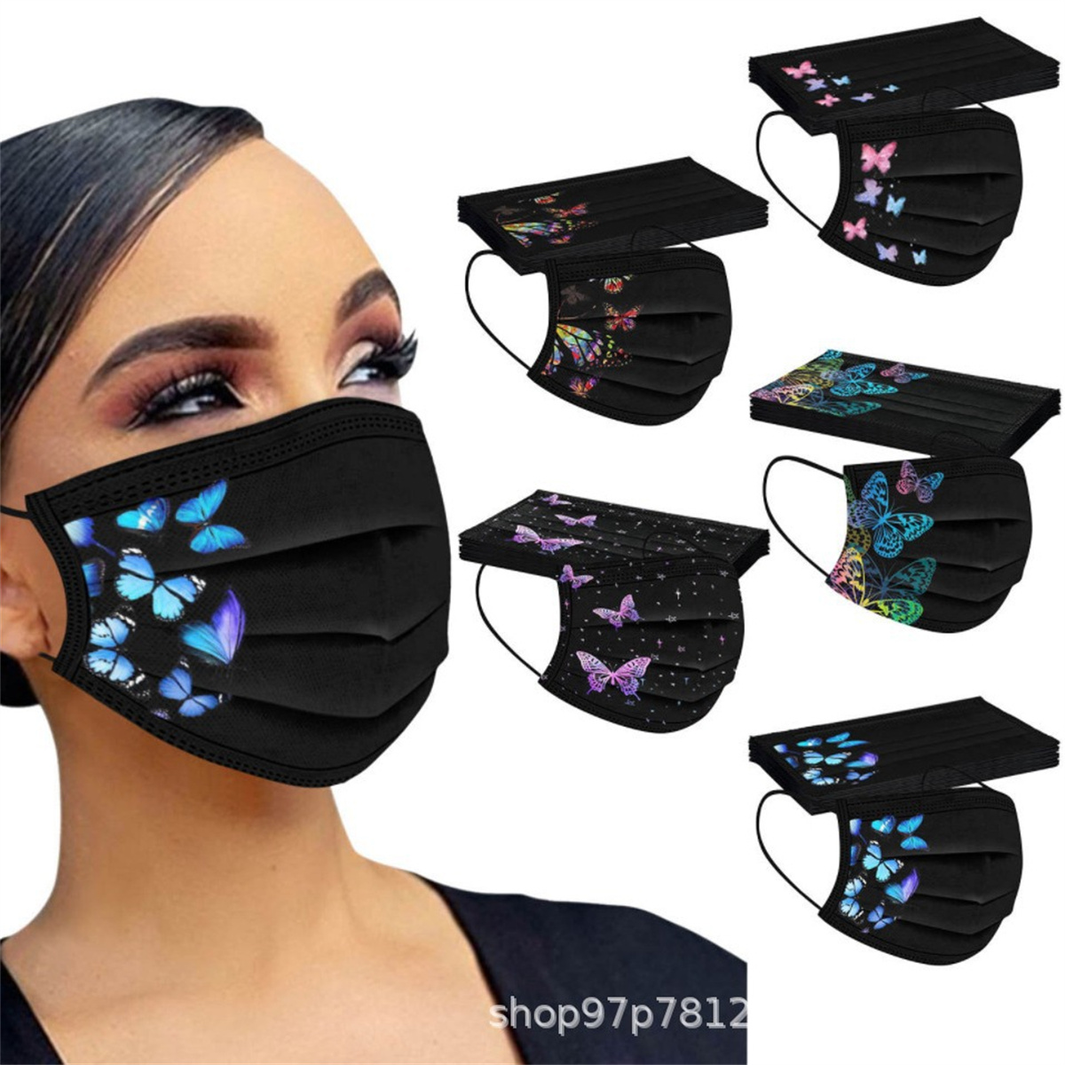 50pcs colorful butterfly print - Disposable Surgical Mask のレビューと価格