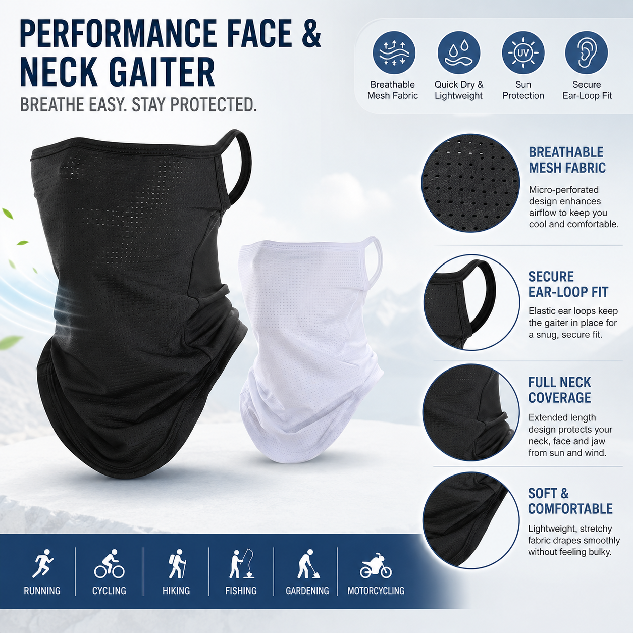 Breathable Quick-Dry Neck Gait - Respirator Half Face のレビューと価格