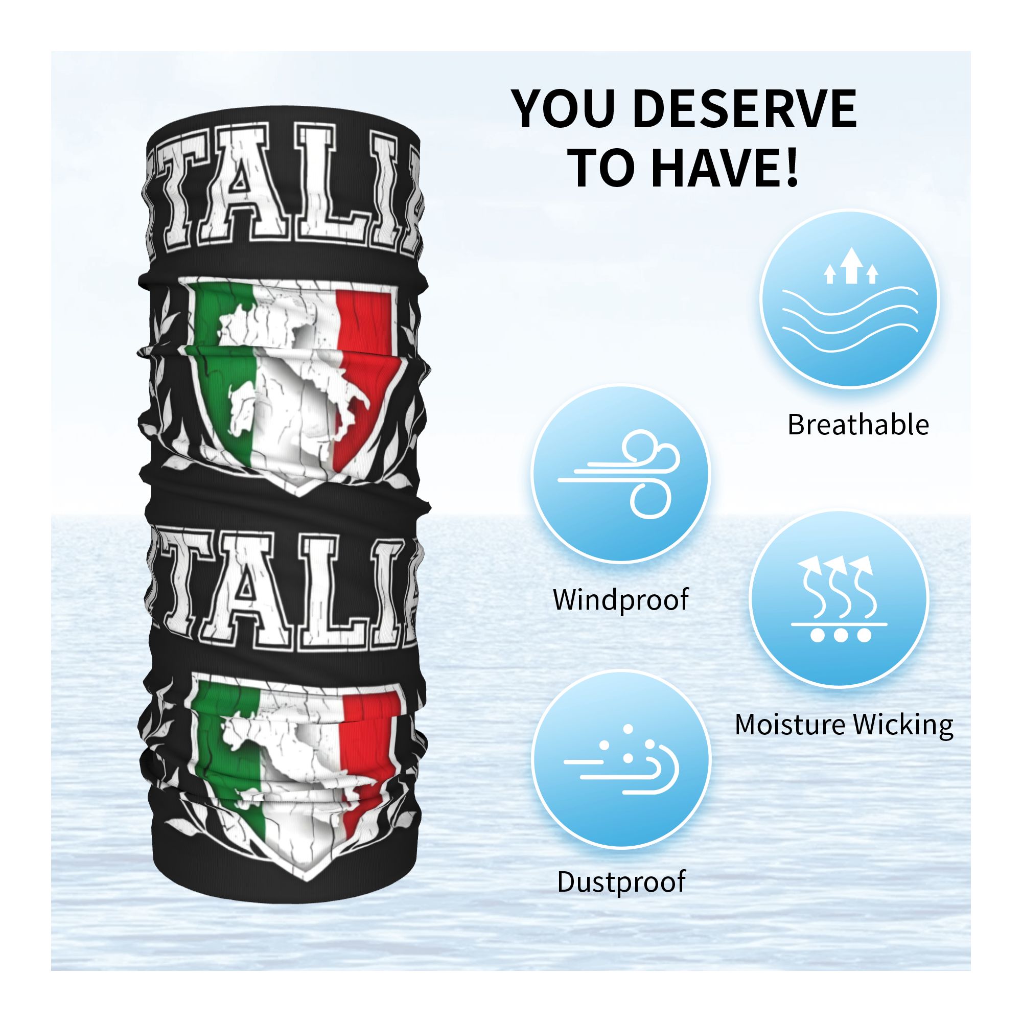 Custom Italy Flag Bandana Neck - Neck Gaiter Face Cover のレビューと価格