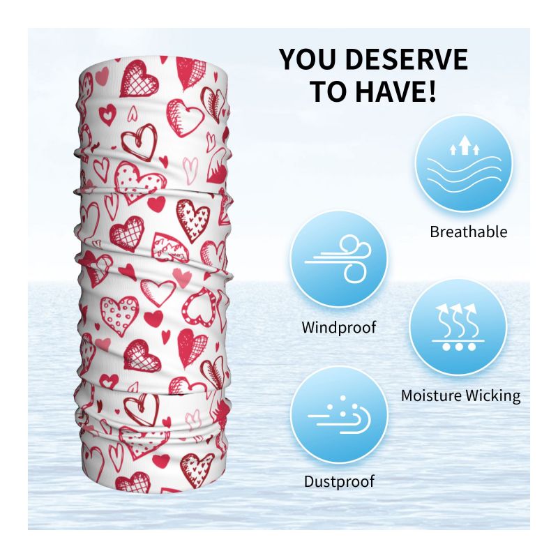 Pink Red Love Hearts Bandana N - Neck Gaiter Face Cover のレビューと価格