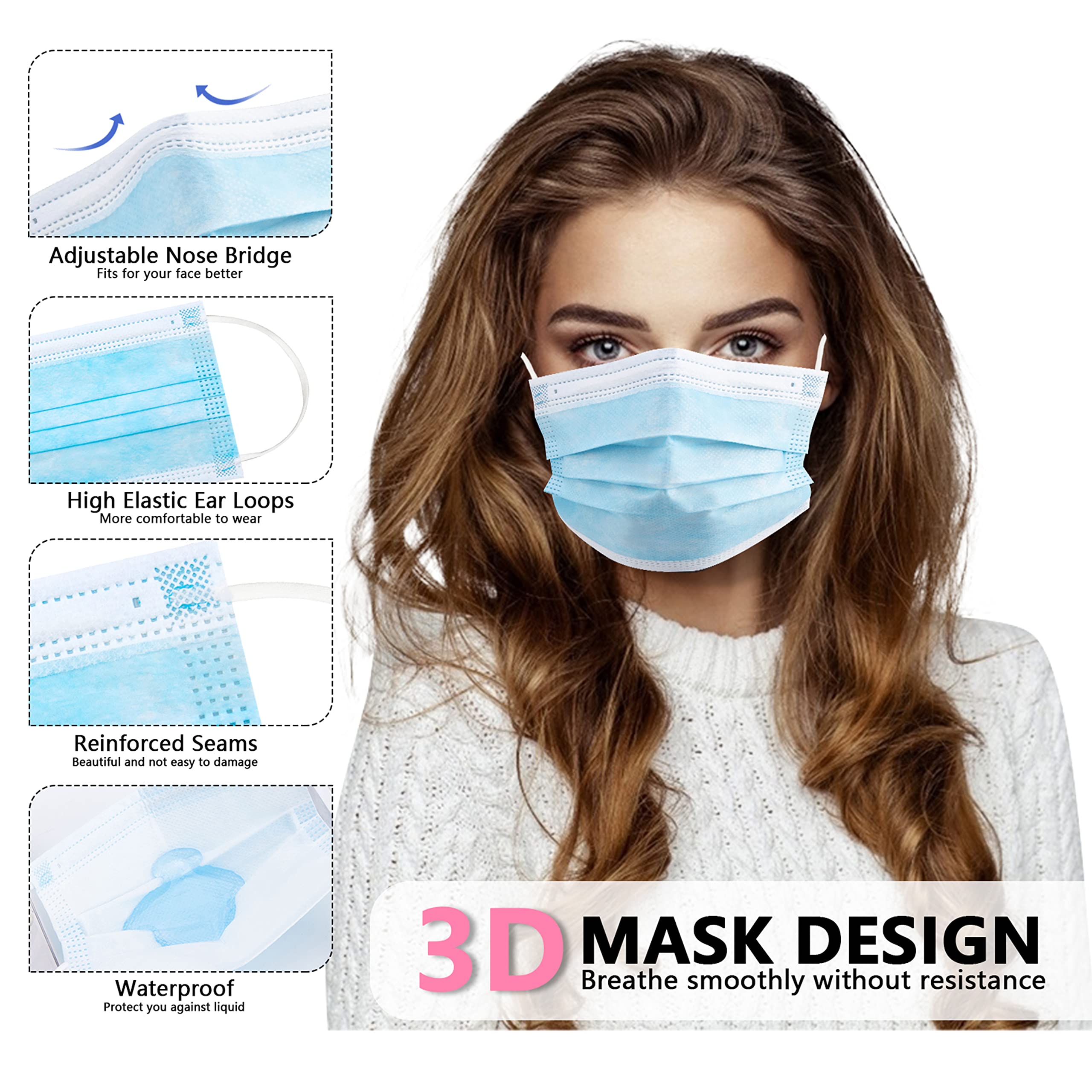 50/100 PCS Box Blue Face Masks - Disposable Mask Blue のレビューと価格