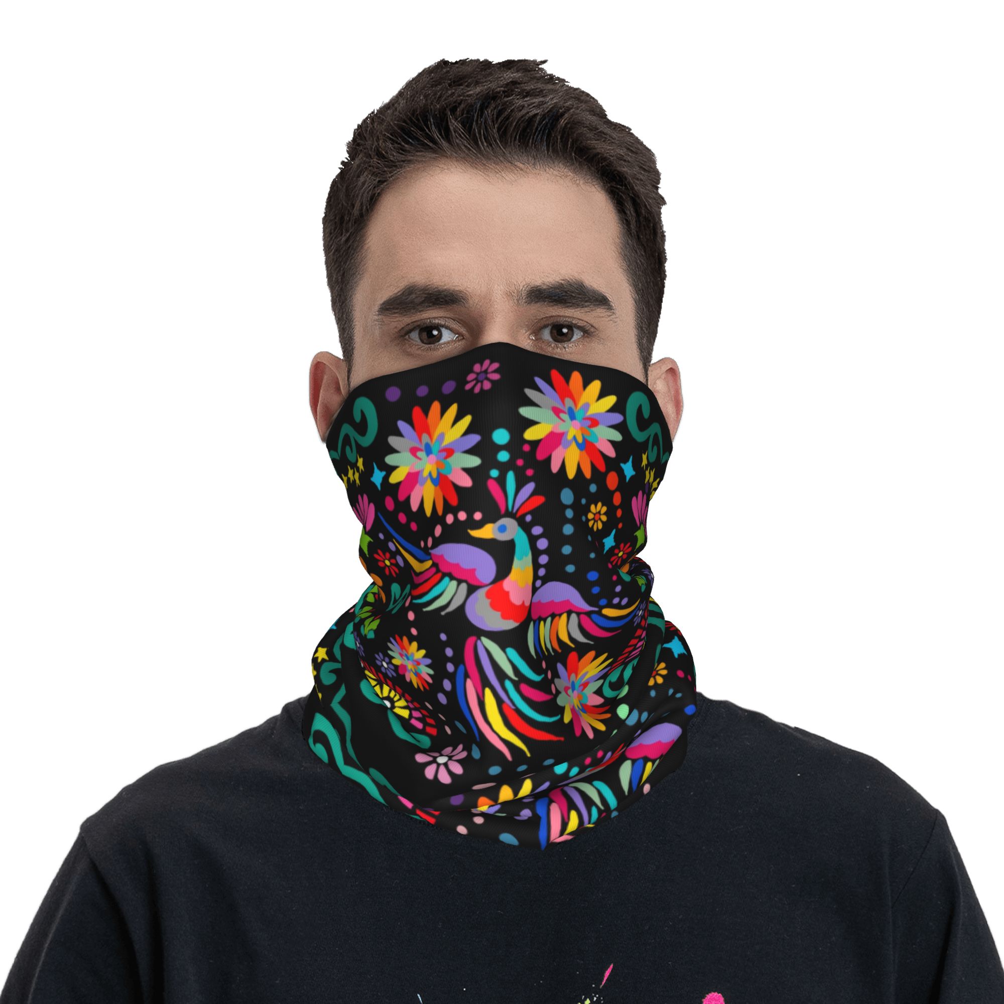 Custom Mexican Floral Flower T - Neck Gaiter Face Cover のレビューと価格