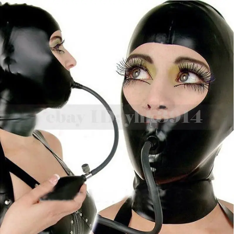 Black Unisex Latex Hoods Mask  - Black Face Mask Pack のレビューと価格