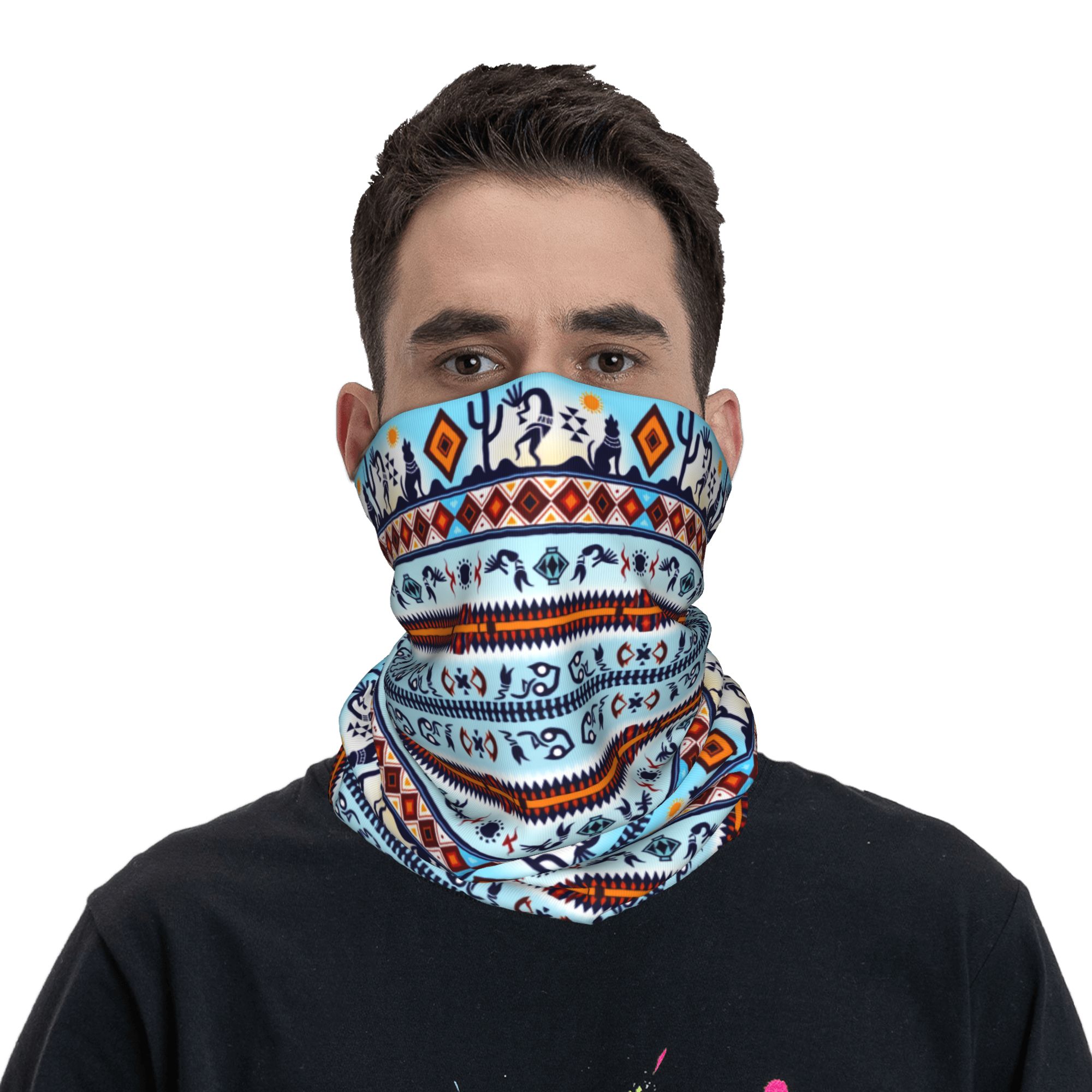 Custom Kokopelli Hohokam Treas - Neck Gaiter Face Cover のレビューと価格