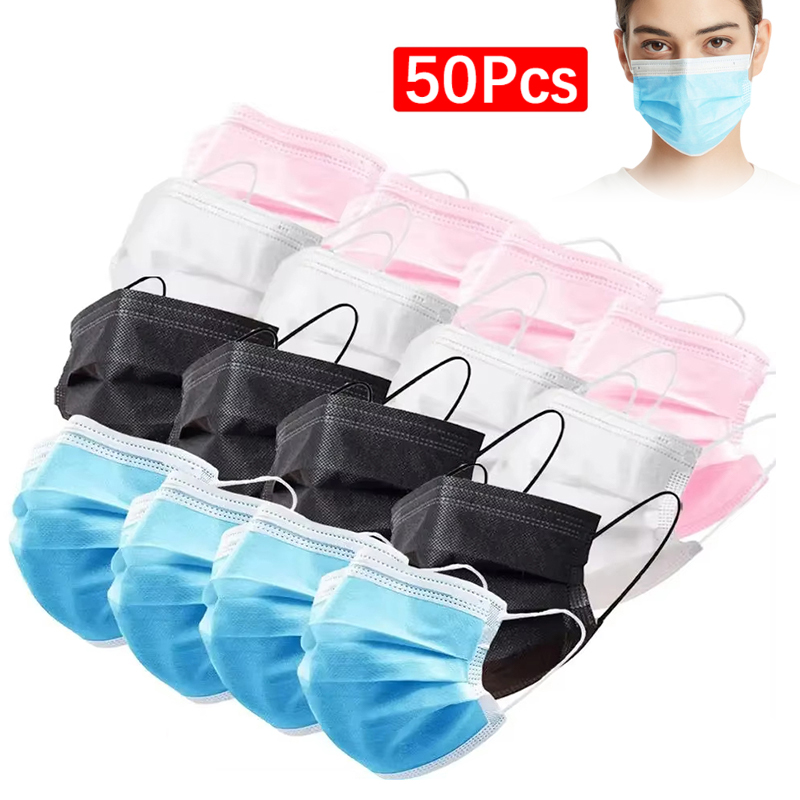 50Pcs 3-layer Mask Face Masks  - Disposable Mask Blue のレビューと価格