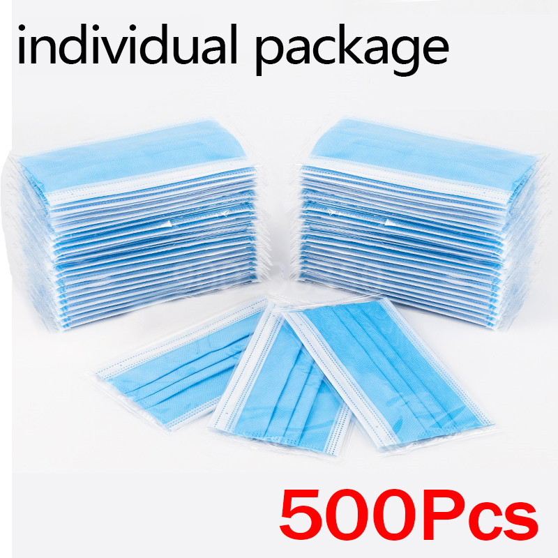 10-500pcs Disposable Adults in - Disposable Mask Blue のレビューと価格