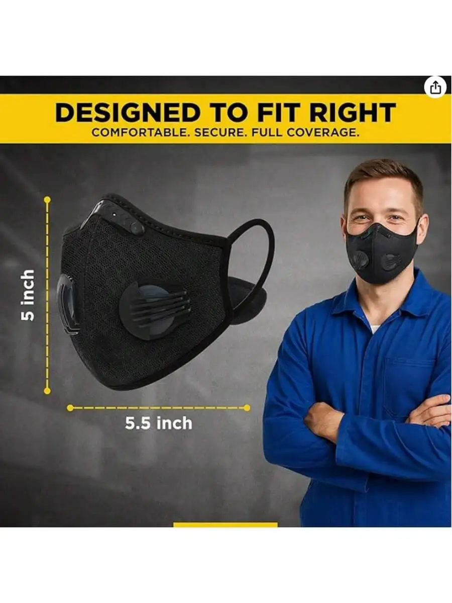 2-Pack Reusable Half Face Mask - Black Face Mask Pack のレビューと価格
